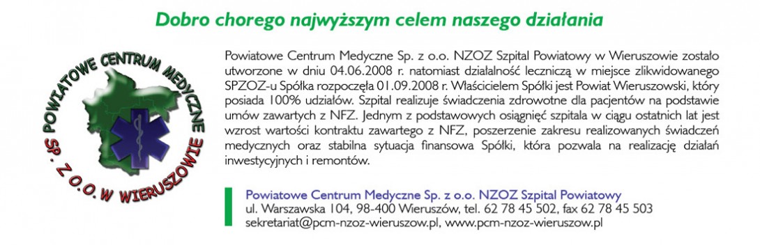 Powiatowe Centrum Medyczne Sp. z o.o. NZOZ Szpital Powiatowy w Wieruszowie